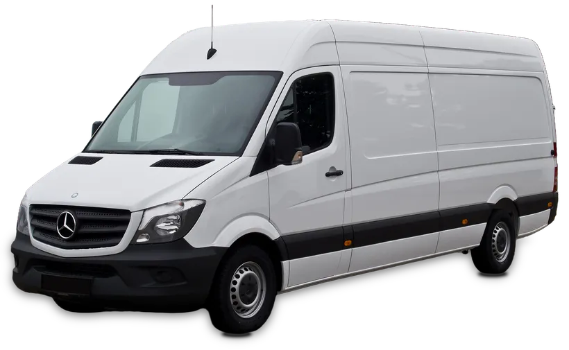 Fehér, magas tetős Mercedes-Benz Sprinter zárt furgon